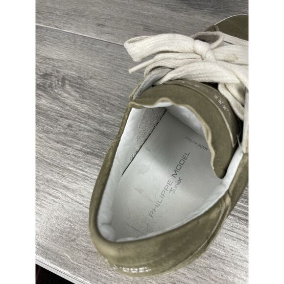 Philippe Model Paris Olive Green Leather Casual Sneakers Junior Sz 31EU/13.5M US - Picture 8 of 16